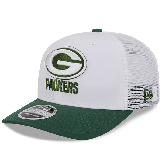 GREEN BAY PACKERS 2024 NFL TRAINING CAMP 9SEVENTY STRETCH SNAP TRUCKER HAT - WHITE