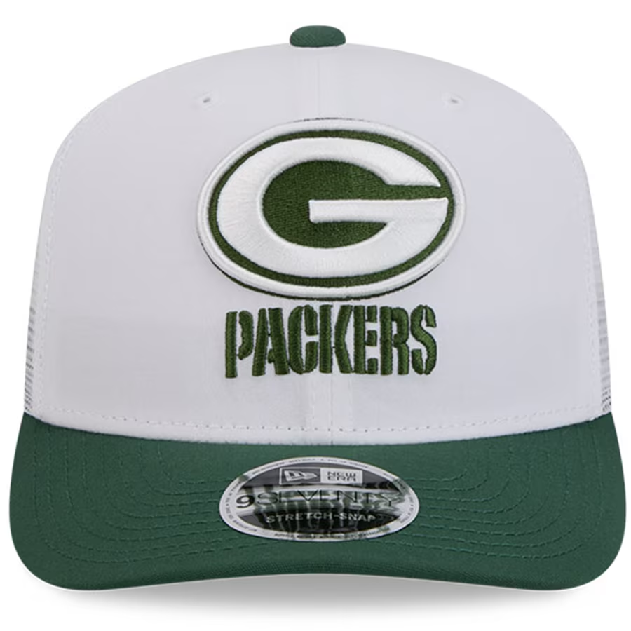 GREEN BAY PACKERS 2024 NFL TRAINING CAMP 9SEVENTY STRETCH SNAP TRUCKER HAT - WHITE