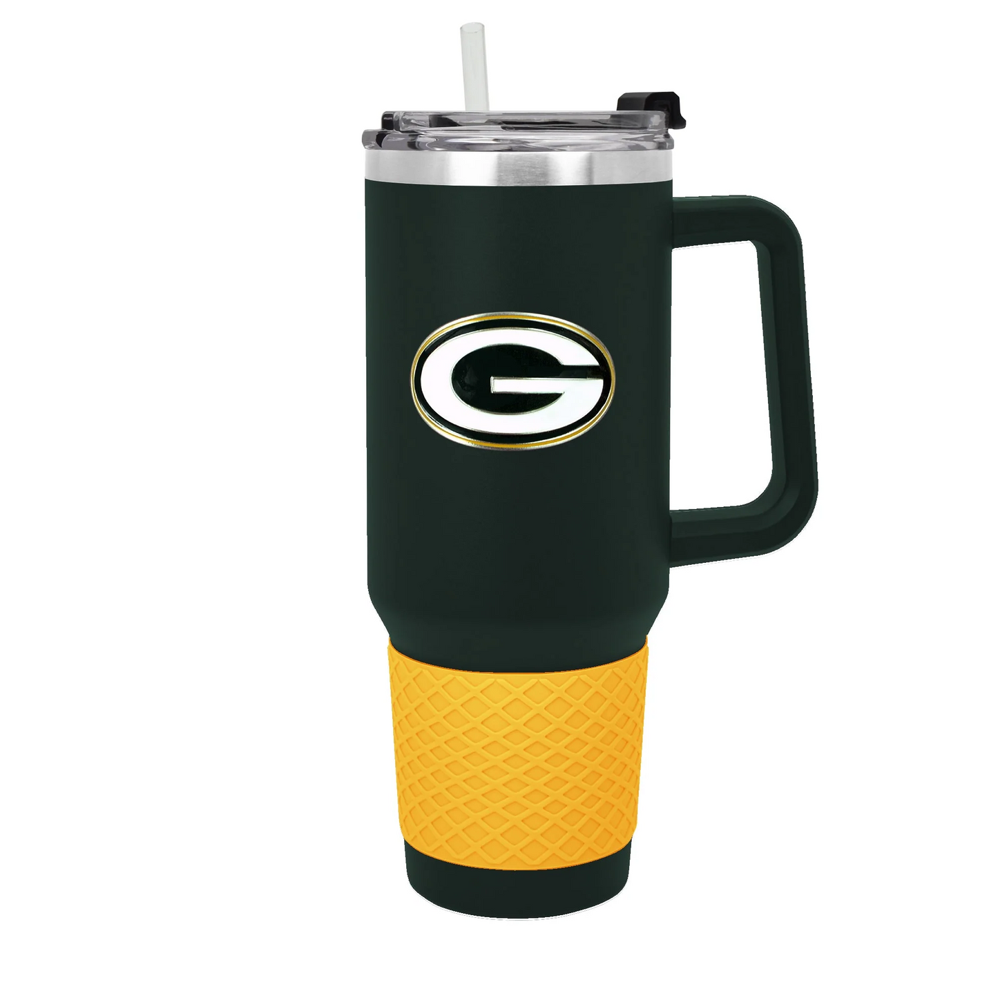 GREEN BAY PACKERS 40OZ. COLOSSUS TRAVEL MUG WITH METAL LOGO - GREEN