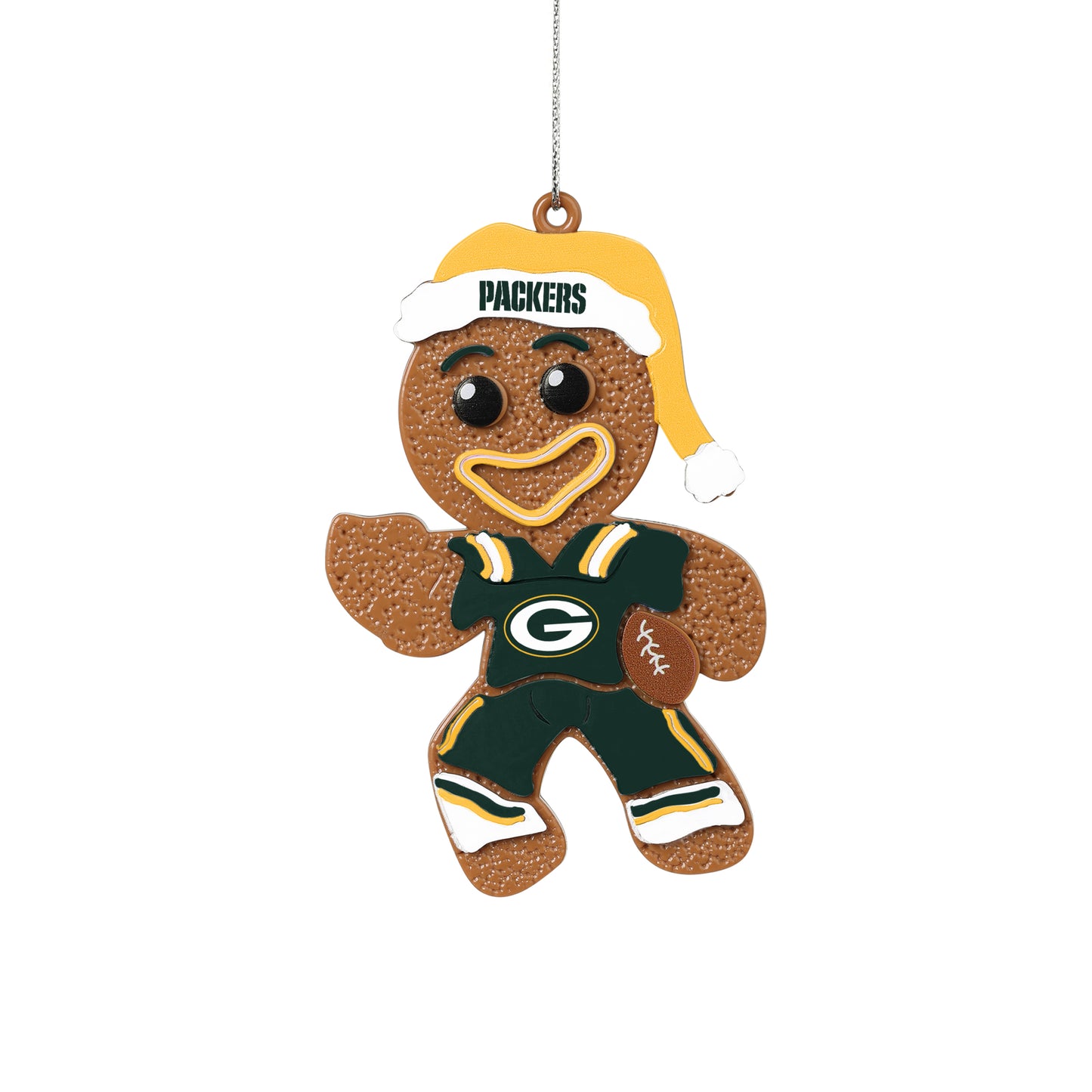 GREEN BAY PACKERS ABS GINGERBREAD MAN IN UNIFORM ORNAMENT