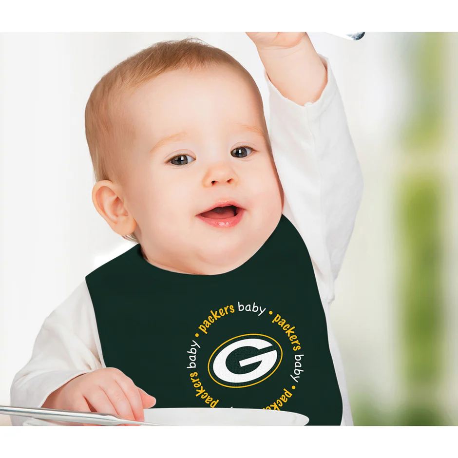 GREEN BAY PACKERS BABY BIBS - 2 PACK - GREEN/YELLOW