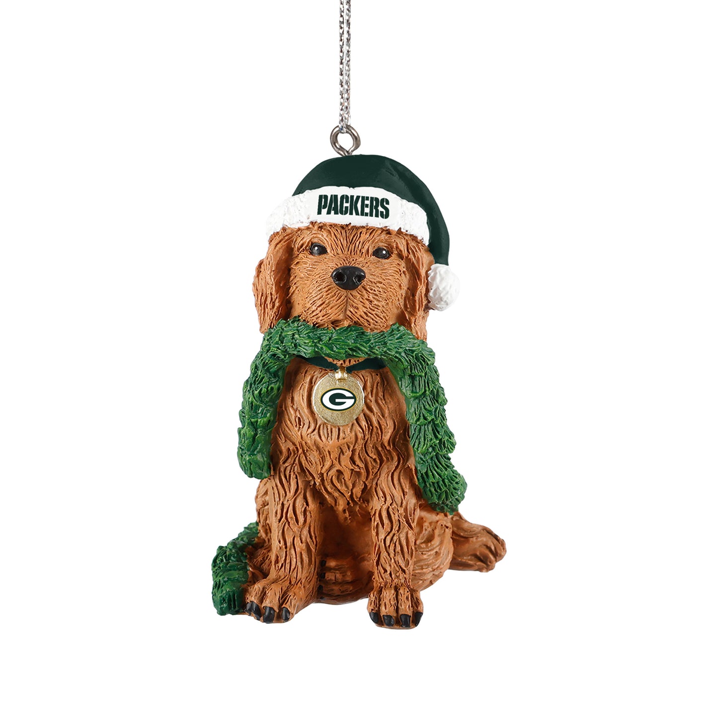 GREEN BAY PACKERS DOG WITH GARLAND ORNAMENT