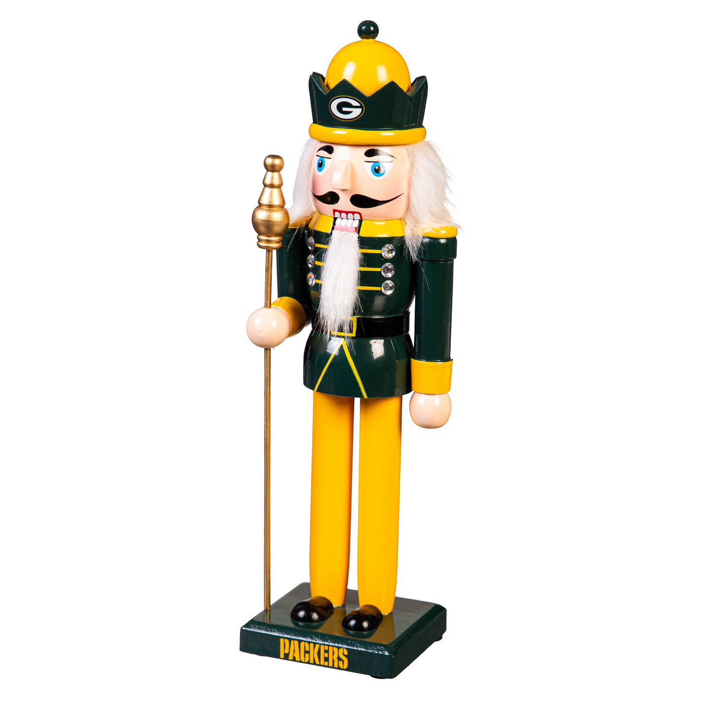 GREEN BAY PACKERS 12" WOODEN NUTCRACKER STATUE