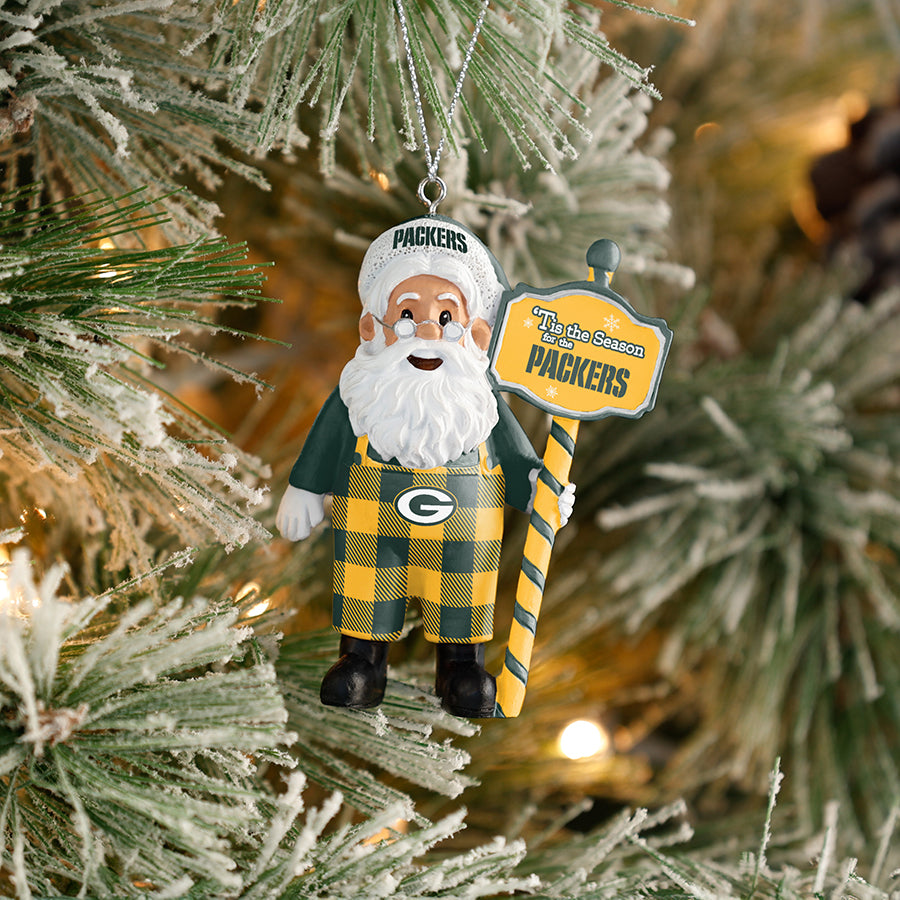 GREEN BAY PACKERS SANTA OVERALLS ORNAMENT