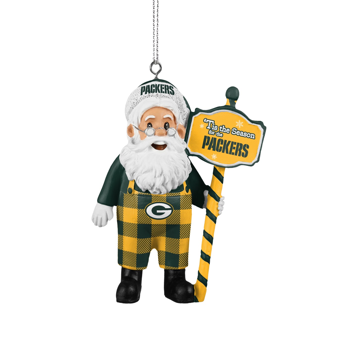 GREEN BAY PACKERS SANTA OVERALLS ORNAMENT