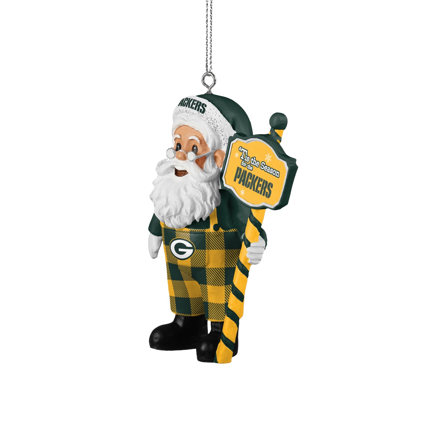 GREEN BAY PACKERS SANTA OVERALLS ORNAMENT