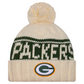 GREEN BAY PACKERS WOMEN'S 2024 NFL SIDELINE CUFFED KNIT BEANIE WITH POM - CREAM