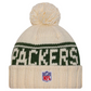 GREEN BAY PACKERS WOMEN'S 2024 NFL SIDELINE CUFFED KNIT BEANIE WITH POM - CREAM