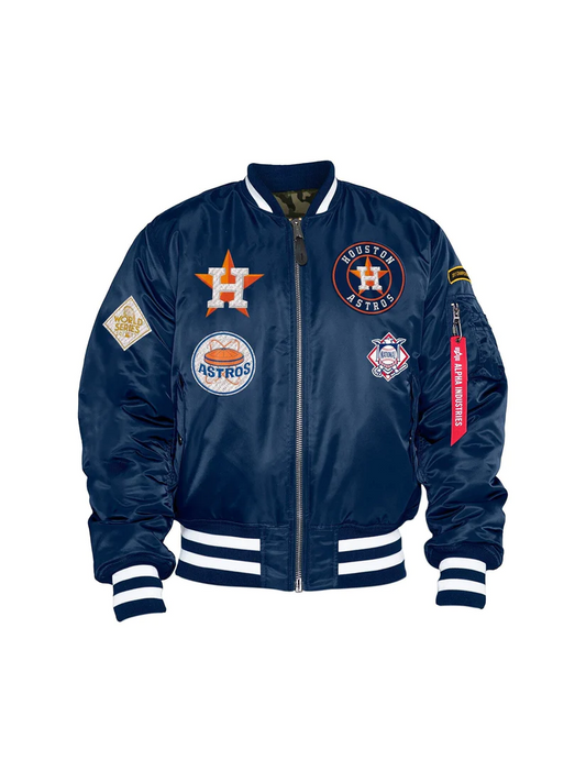 HOUSTON ASTROS MEN'S ALPHA INDUSTRIES REVERSIBLE BOMBER JACKET