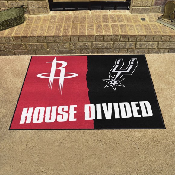 HOUSTON ROCKETS / SAN ANTONIO SPURS HOUSE DIVIDED 34" X 42.5" MAT