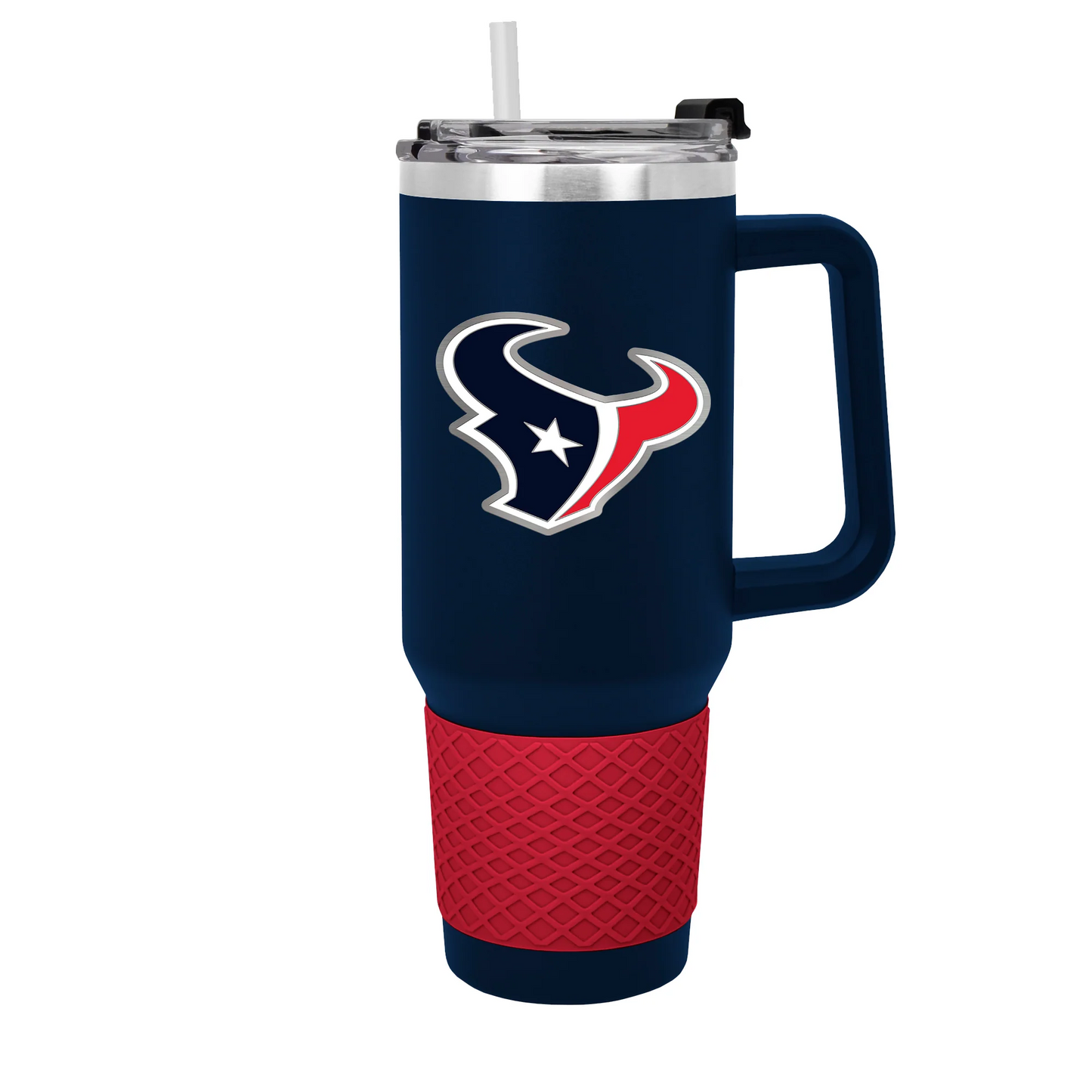 HOUSTON TEXANS 40OZ. COLOSSUS TRAVEL MUG WITH METAL LOGO - BLUE