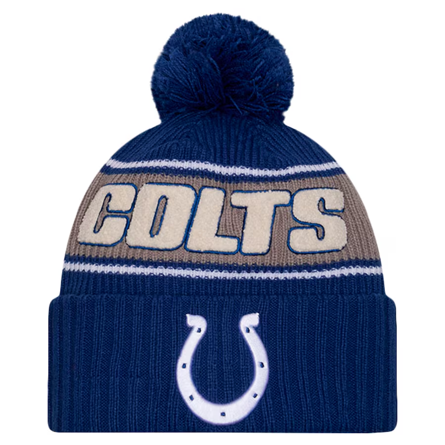 INDIANAPOLIS COLTS 2024 NFL SIDELINE CUFFED KNIT BEANIE WITH POM - BLUE