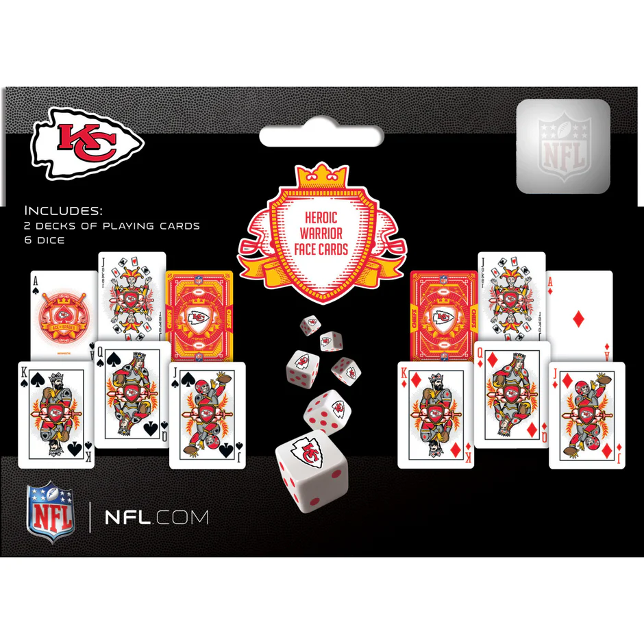 KANSAS CITY CHIEFS 2PK JUEGO DE TARJETAS Y DADOS