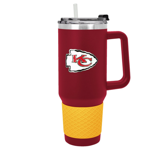 KANSAS CITY CHIEFS 40OZ. COLOSSUS TRAVEL MUG WITH METAL LOGO - RED