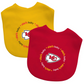 KANSAS CITY CHIEFS BABY BIBS - 2 PACK -RED/GOLD