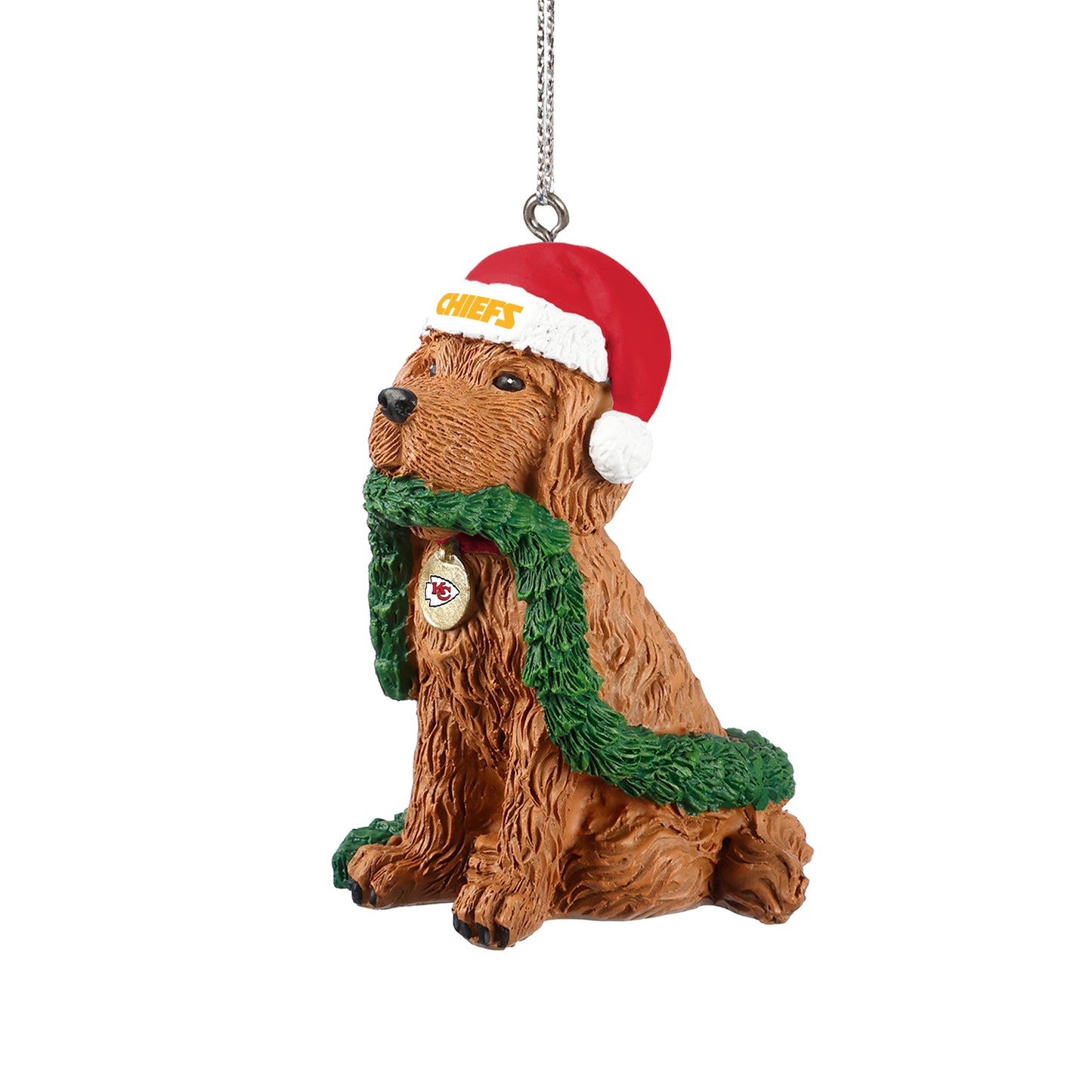 KANSAS CITY CHIEFS DOG WITH GARLAND ORNAMENT