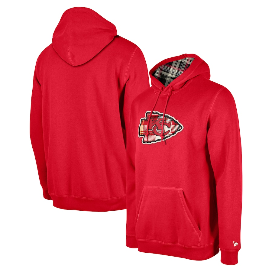 KANSAS CITY CHIEFS MEN'S 2024 NFL SIDELINE 3RD DOWN PLAID PULLOVER HOODED SWEATSHIRT