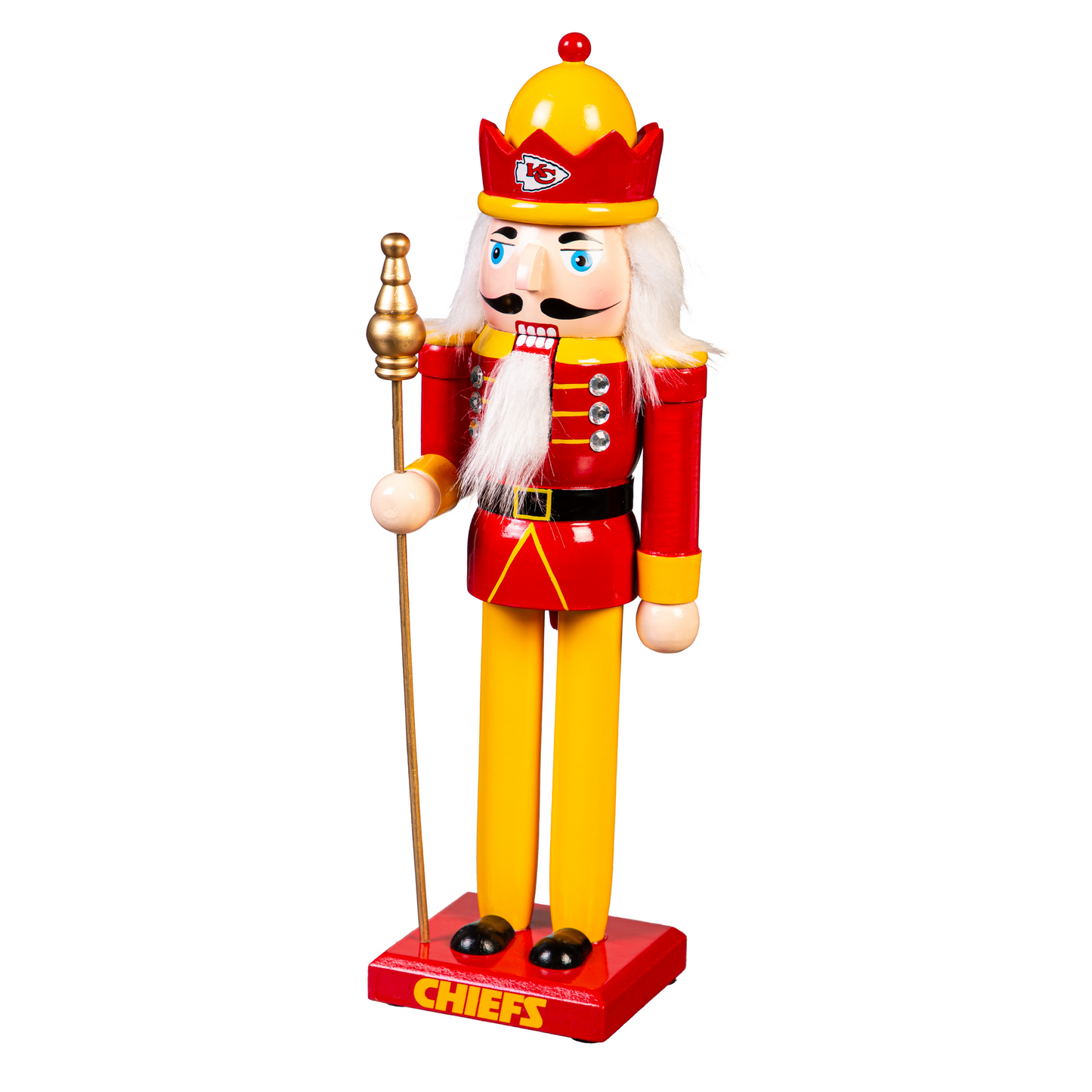 KANSAS CITY CHIEFS 12" WOODEN NUTCRACKER STATUE