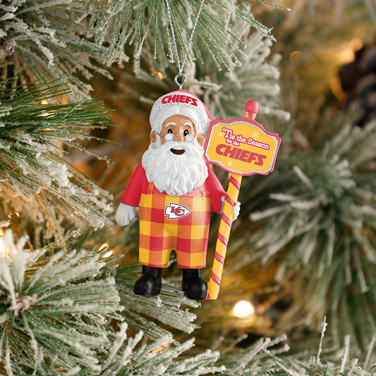 KANSAS CITY CHIEFS SANTA OVERALLS ORNAMENT