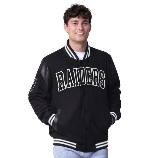 LAS VEAGS RAIDERS MEN'S CLUTCH HITTER VARSITY JACKET - BLACK