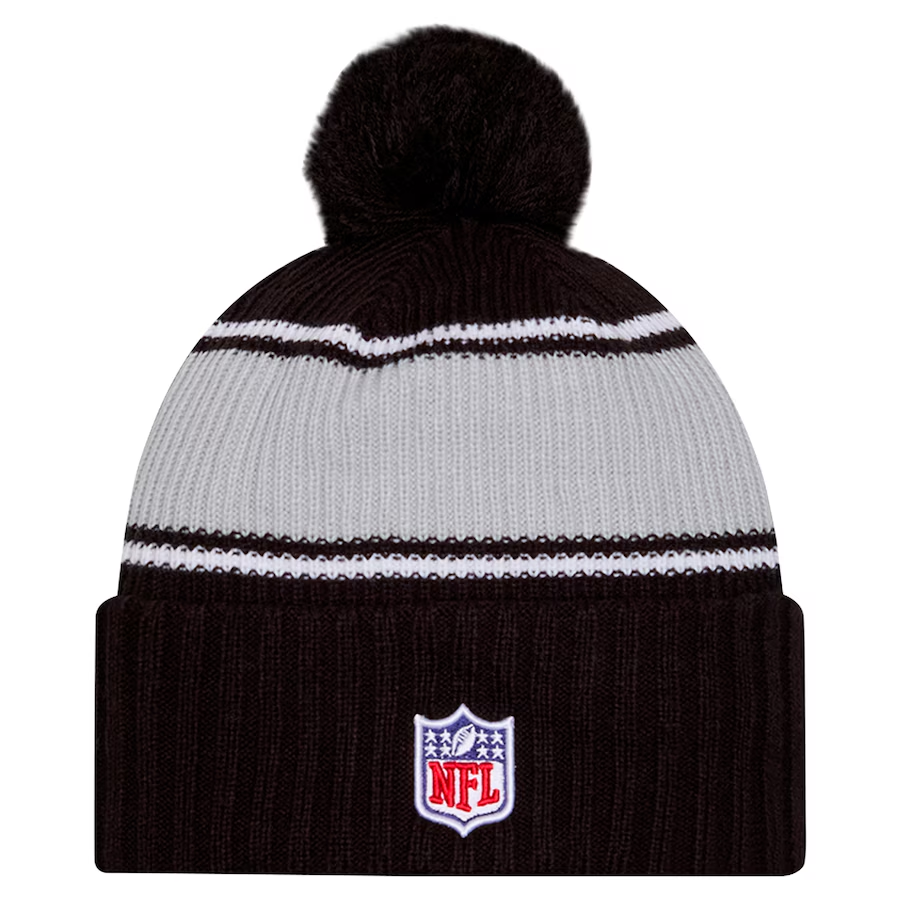 LAS VEGAS RAIDERS 2024 NFL SIDELINE CUFFED KNIT BEANIE WITH POM BLAC JR S SPORTS