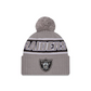 LAS VEGAS RAIDERS 2024 NFL SIDELINE CUFFED KNIT BEANIE WITH POM - GRAPHITE