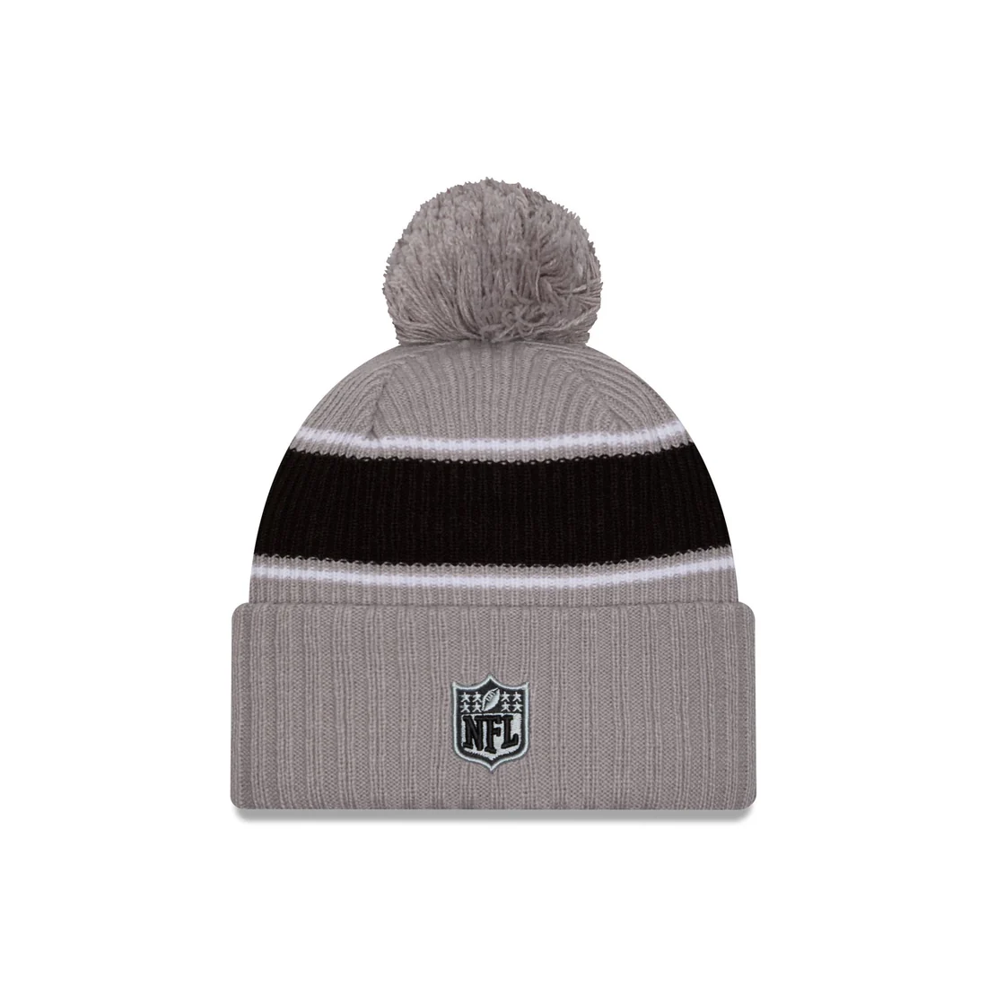 LAS VEGAS RAIDERS 2024 NFL SIDELINE CUFFED KNIT BEANIE WITH POM - GRAPHITE