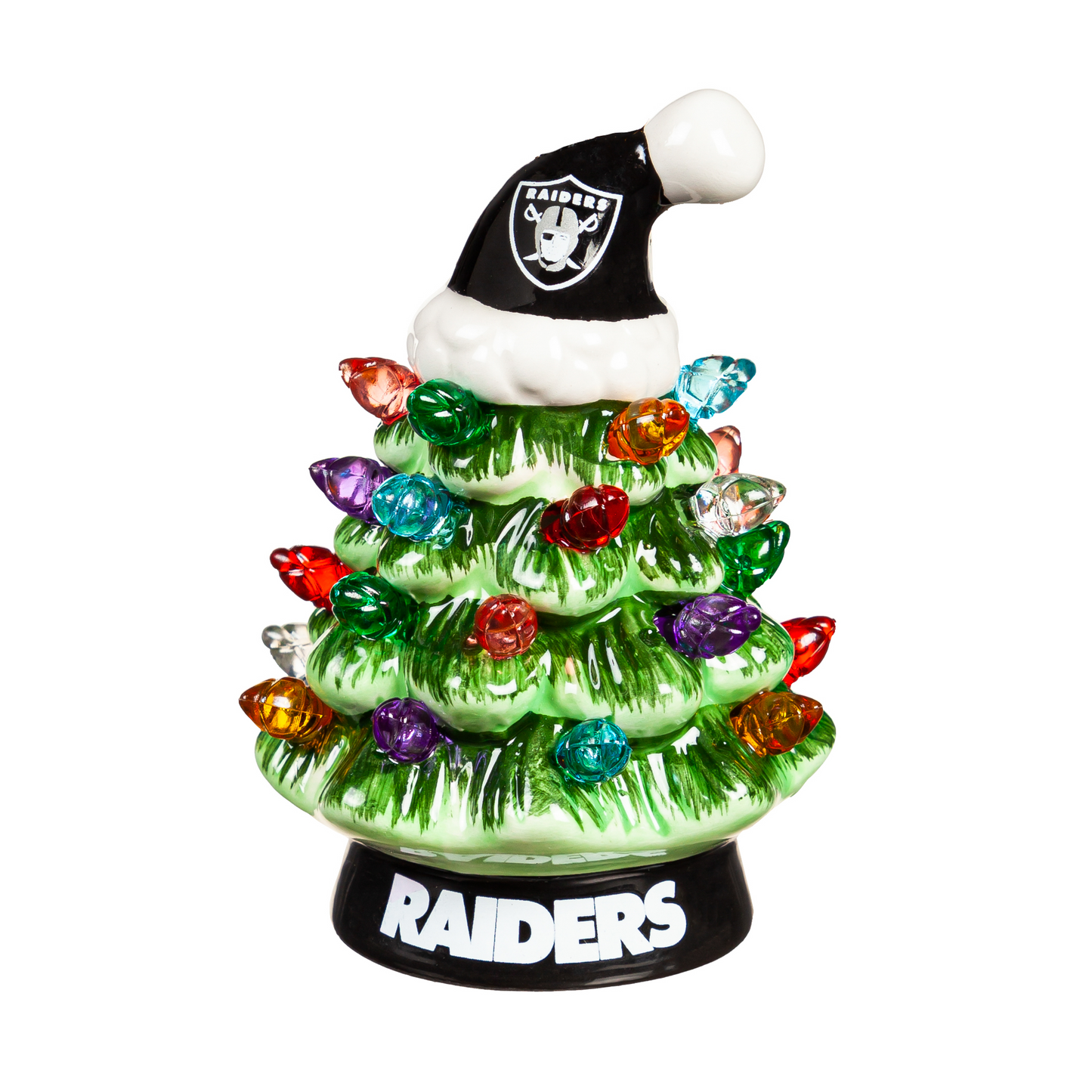 LAS VEGAS RAIDERS 4" MINI LED TABLETOP CHRISTMAS TREE