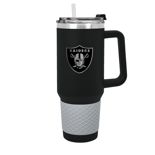 LAS VEGAS RAIDERS 40OZ. COLOSSUS TRAVEL MUG WITH METAL LOGO - BLACK