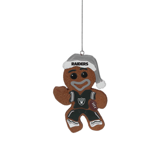 LAS VEGAS RAIDERS ABS GINGERBREAD MAN IN UNIFORM ORNAMENT