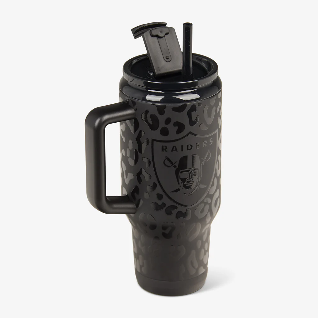 LAS VEGAS RAIDERS FLIP N' SIP' 32 OZ TRAVEL MUG - LEOPARD