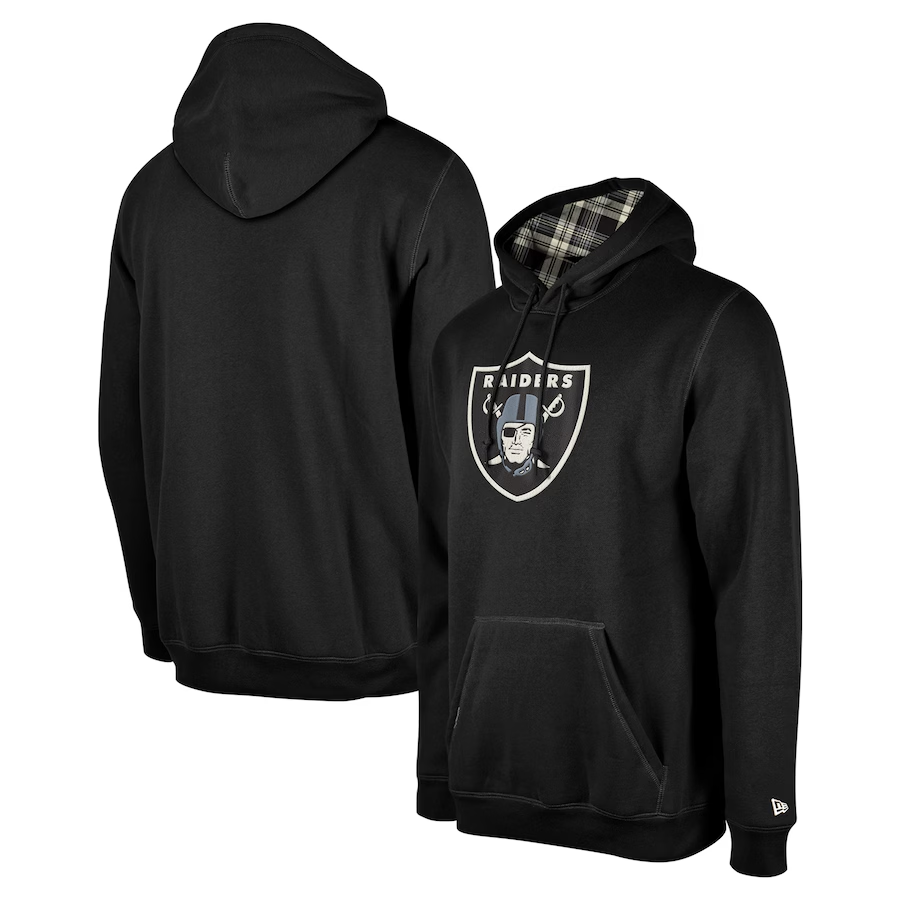 LAS VEGAS RAIDERS MEN'S 2024 NFL SIDELINE 3RD DOWN PLAID PULLOVER HOODED SWEATSHIRT