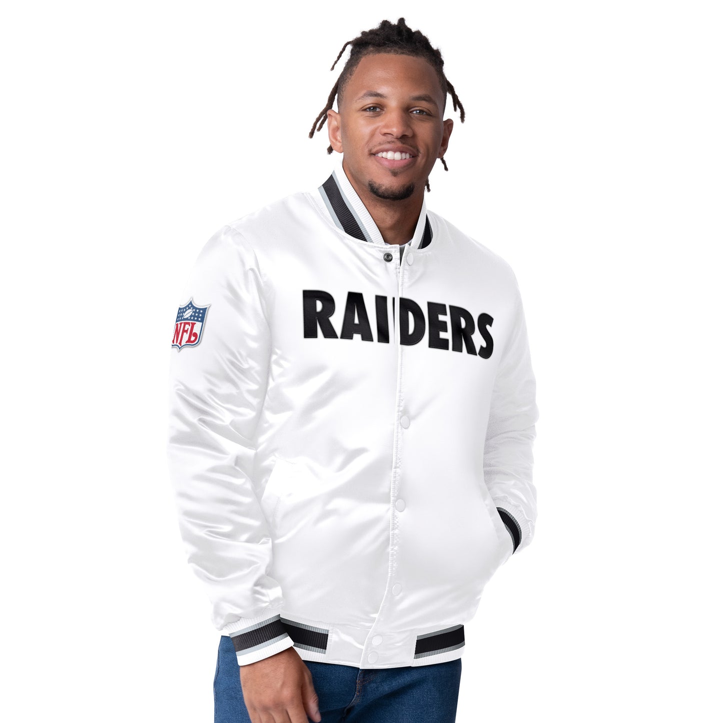 LAS VEGAS RAIDERS MEN'S STARTER CLOSER REVERSIBLE SATIN JACKET