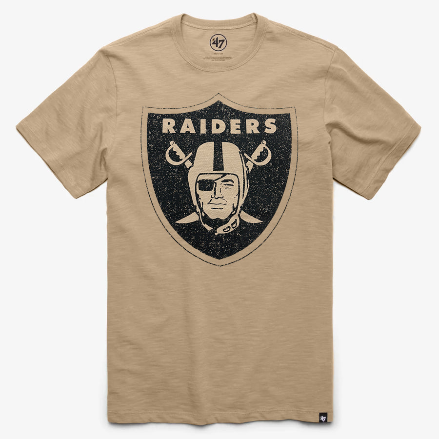 LAS VEGAS RAIDERS MEN'S DUSTED IMPRINT RIVER T-SHIRT - KHAKI