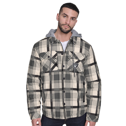 LAS VEGAS RAIDERS MEN'S FULLBACK PLAID HOODED JACKET