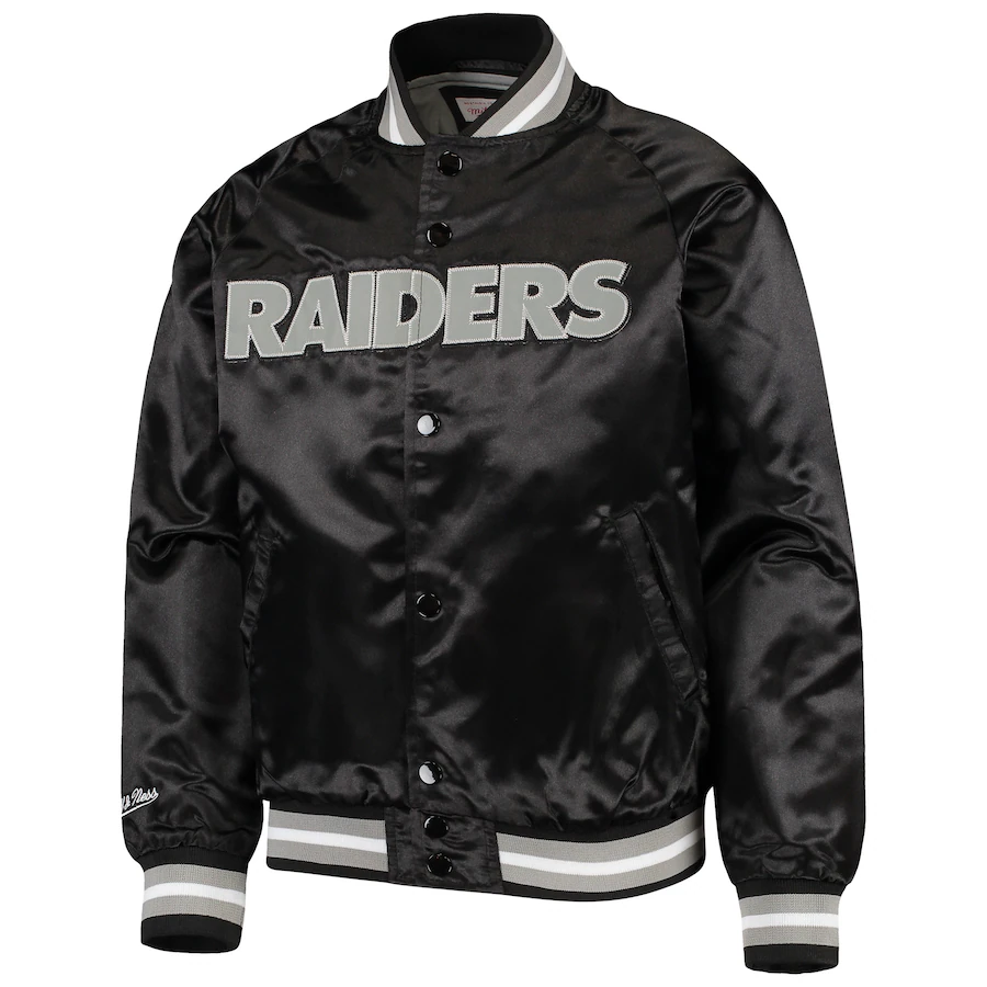 CHAQUETA LIGERA DE SATÉN PARA HOMBRE LAS VEGAS RAIDERS - NEGRO – JR'S SPORTS