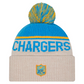 LOS ANGELES CHARGERS 2024 NFL HISTORIC SIDELINE CUFFED KNIT BEANIE WITH POM - STONE/POWDER BLUE