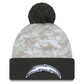 LOS ANGELES CHARGERS 2024 NFL SALUTE TO SERVICE CUFFED KNIT BEANIE WITH POM - ARTIC WHITE/GRAPHITE