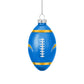 LOS ANGELES CHARGERS BLOWN GLASS FOOTBALL ORNAMENT