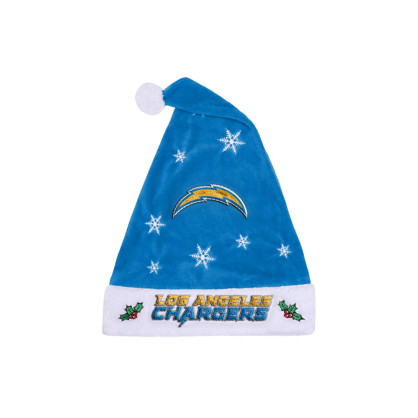 LOS ANGELES CHARGERS EMBROIDERED SNOWFLAKE SANTA HAT