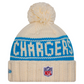 LOS ANGELES CHARGERS WOMEN'S 2024 NFL SIDELINE CUFFED KNIT BEANIE WITH POM - CREAM