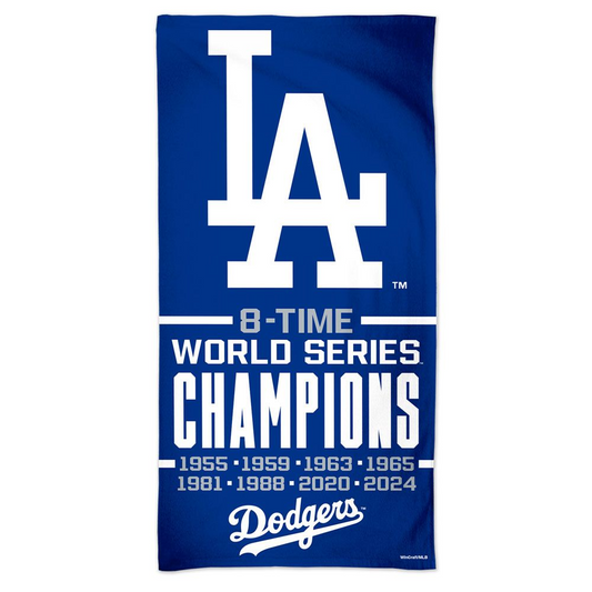 LOS ANGELES DODGERS 2024 WORLD SERIES CHAMPIONS 30" X 60" SPECTRA BEACH TOWEL