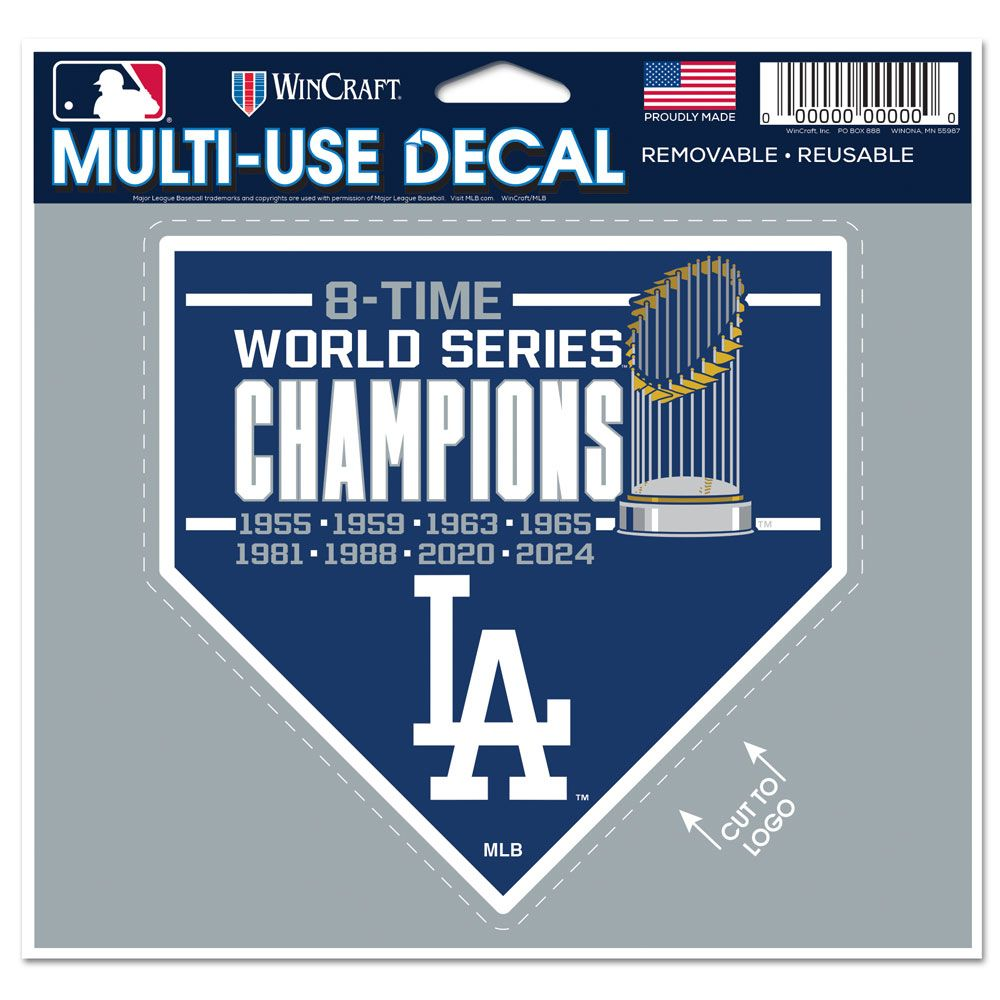 LOS ANGELES DODGERS 2024 WORLD SERIES CHAMPIONS 5" X 6" MULTI USE DECAL - CUT TO LOGO