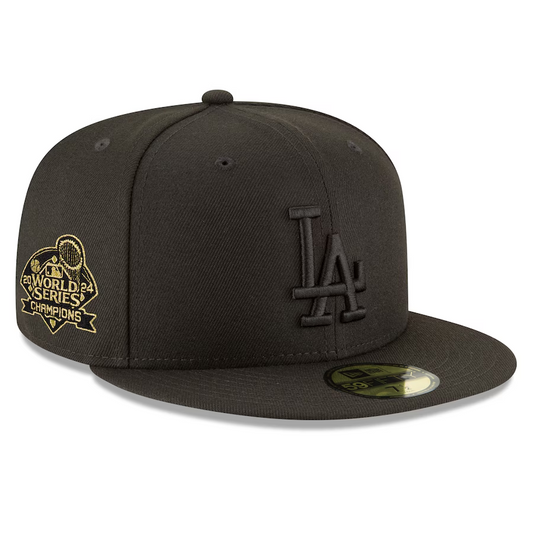 LOS ANGELES DODGERS 2024 WORLD SERIES CHAMPS SIDE PATCH 59FIFTY FITTED - BLACK/BLACK