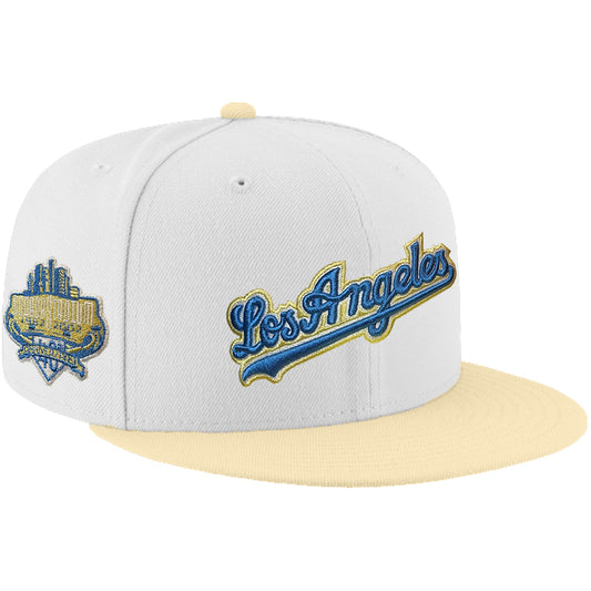 LOS ANGELES DODGERS 4OTH ANNIVERSARY ALBUM SCRIPT CUSTOM 59FIFTY FITTED HAT - WHITE/GOLD