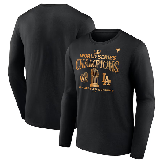 LOS ANGELES DODGERS MEN'S 2024 WORLD SERIES CHAMPIONS LOCKER ROOM PARADE DAY LONG SLEEVE T-SHIRT - BLACK