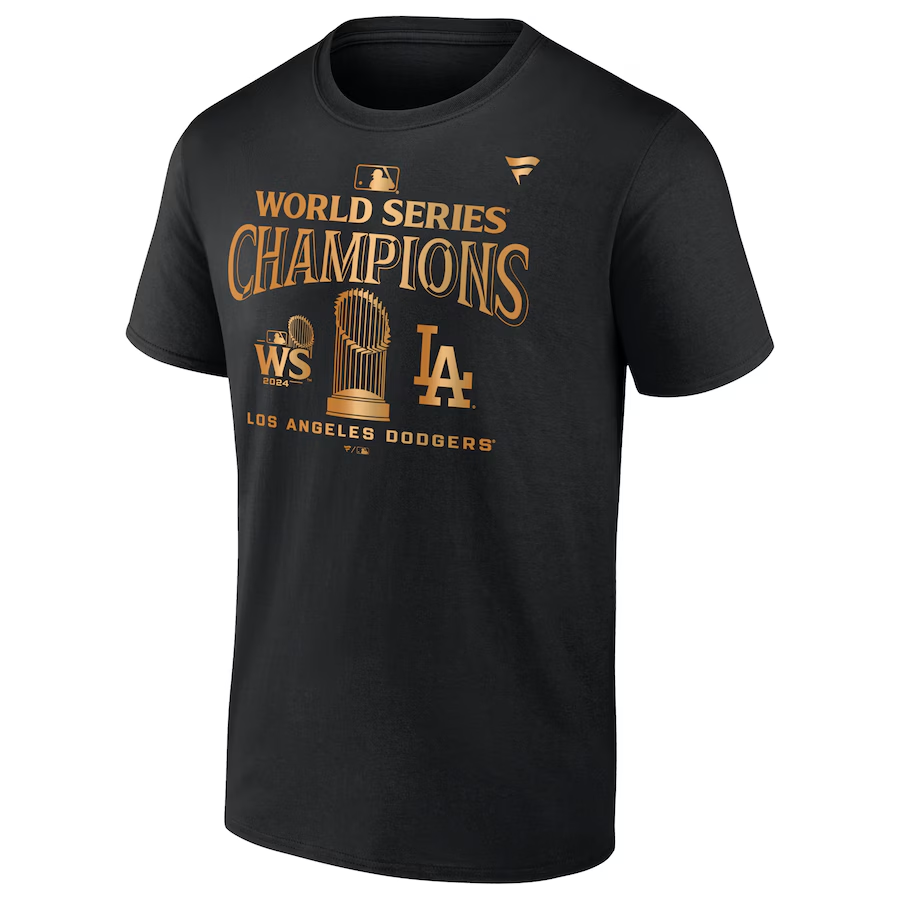 LOS ANGELES DODGERS MEN'S 2024 WORLD SERIES CHAMPIONS LOCKER ROOM PARADE DAY T-SHIRT - BLACK