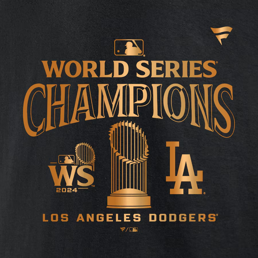 LOS ANGELES DODGERS MEN'S 2024 WORLD SERIES CHAMPIONS LOCKER ROOM PARADE DAY T-SHIRT - BLACK