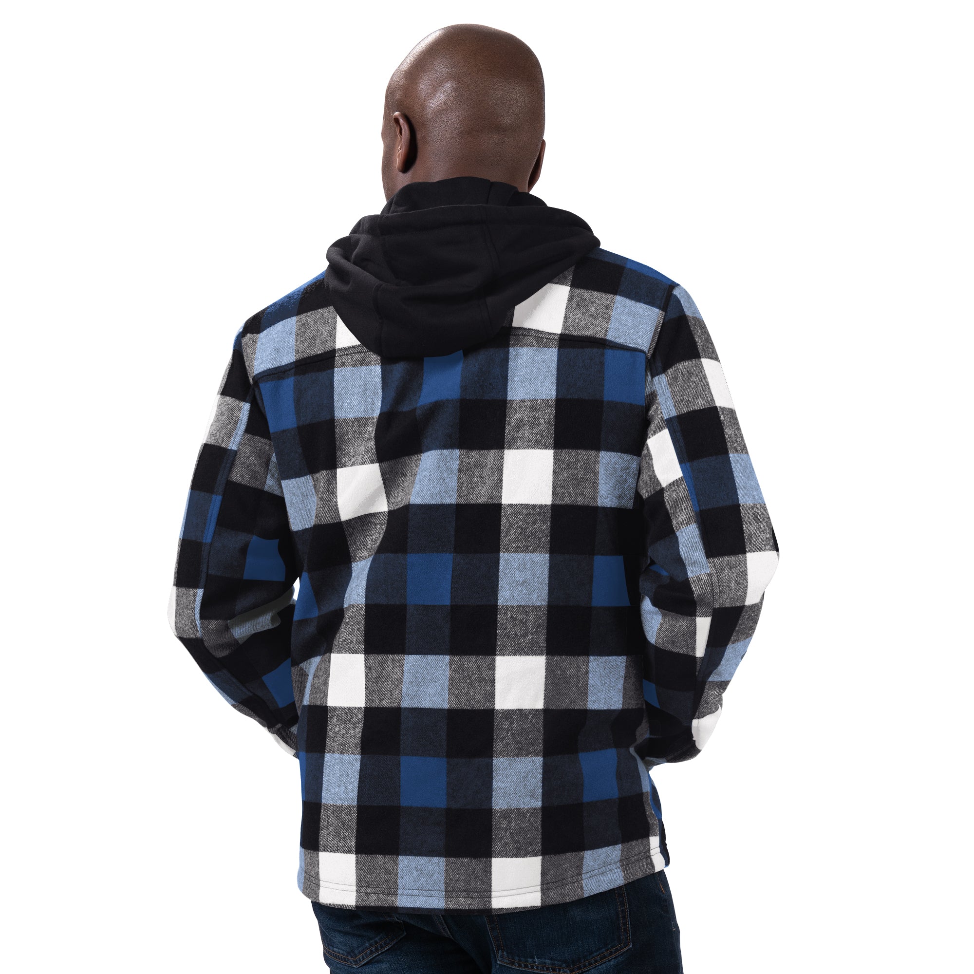 FORCEFIELD MEN'S GREY PLAID HOODED QUILTED FLANNEL SHIRT JACKET - Work n  Play