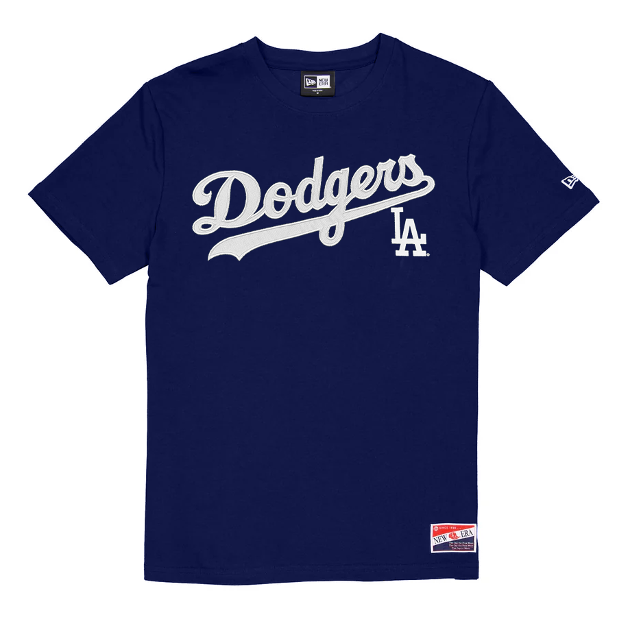 LOS ANGELES DODGERS MEN'S SCRIPT LOGO BACK T-SHIRT- BLUE